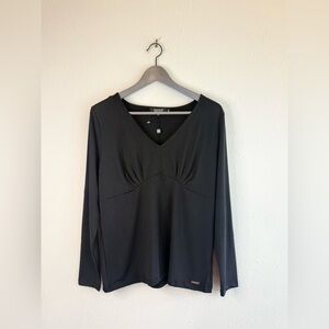 Badgley Mischka Women’s Black V Neck  Long Sleeve Top Size Medium NWT